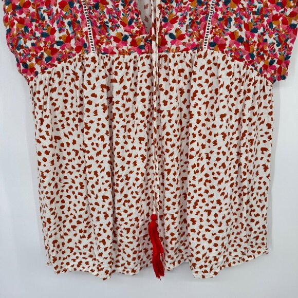 Savanna Jane Womens embroidered Animal Print Rayon Blouse Tassels size medium - Picture 5 of 12